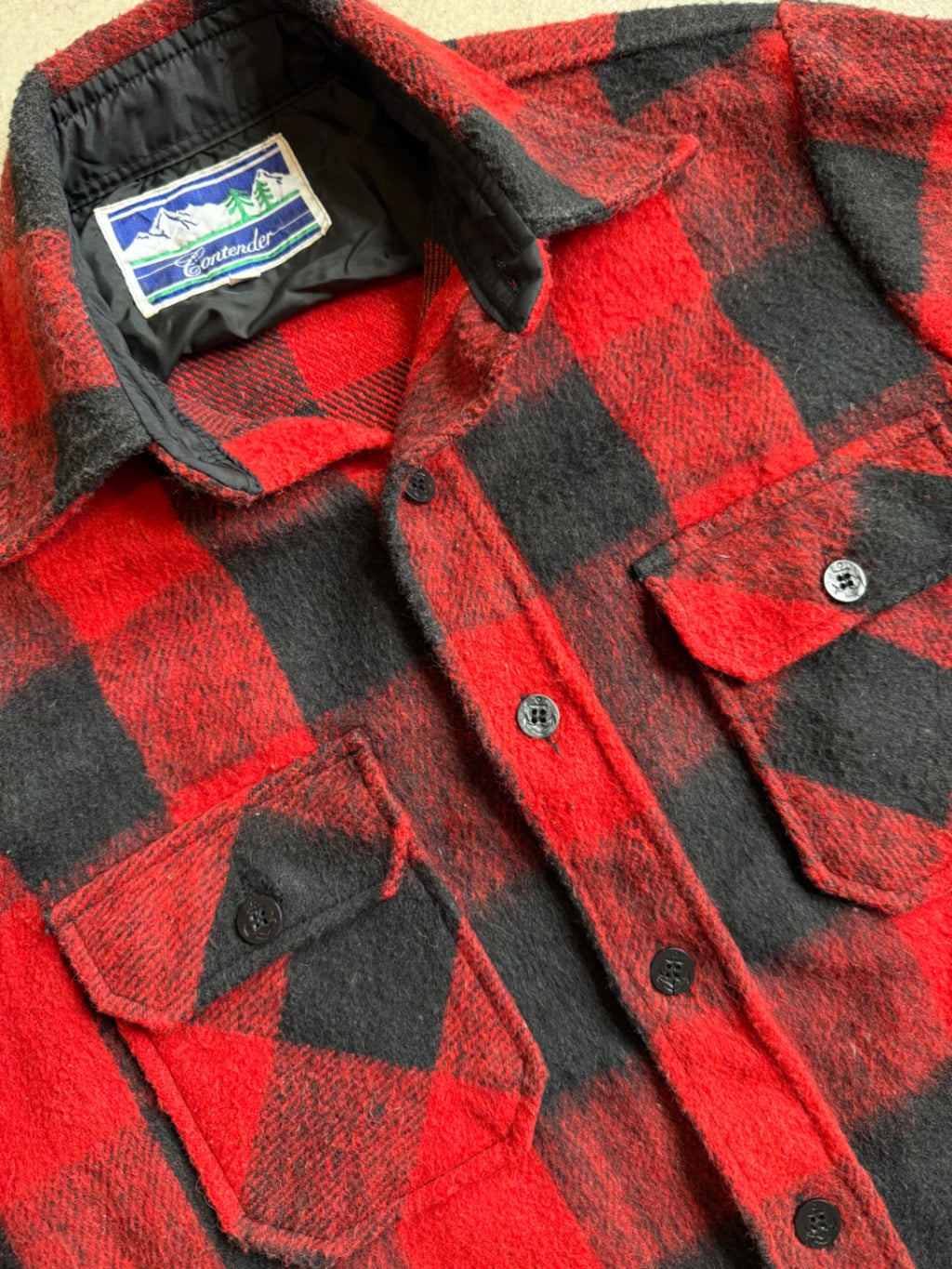 Vintage Wool and Silk Blend Buffalo Plaid Flannel
