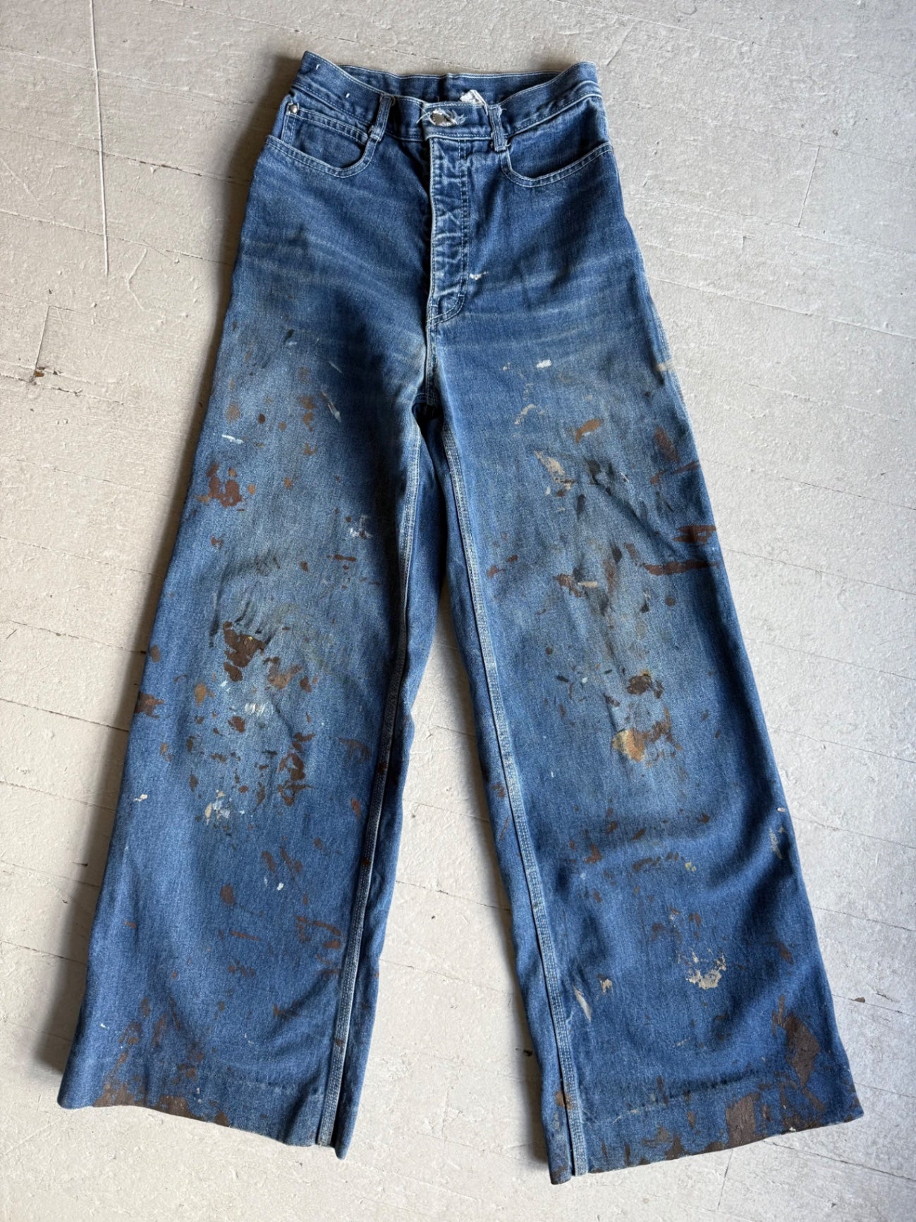 1970s Brittania Wide Leg Painter Jeans