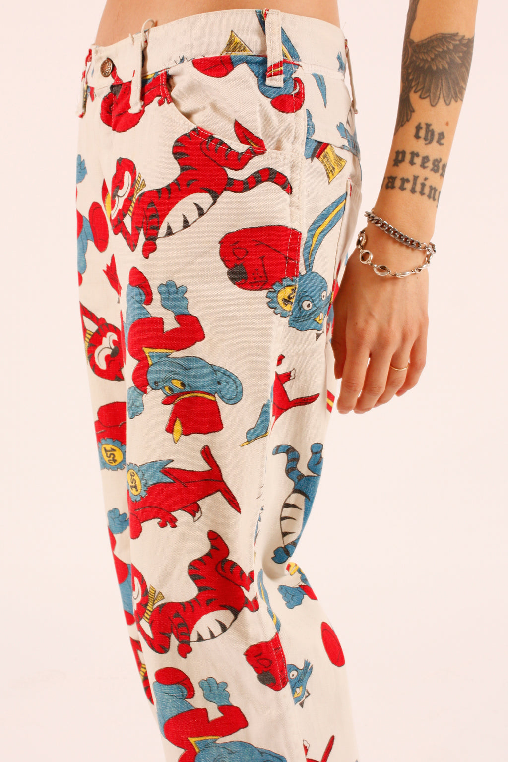 1960s Cartoon Print Pants