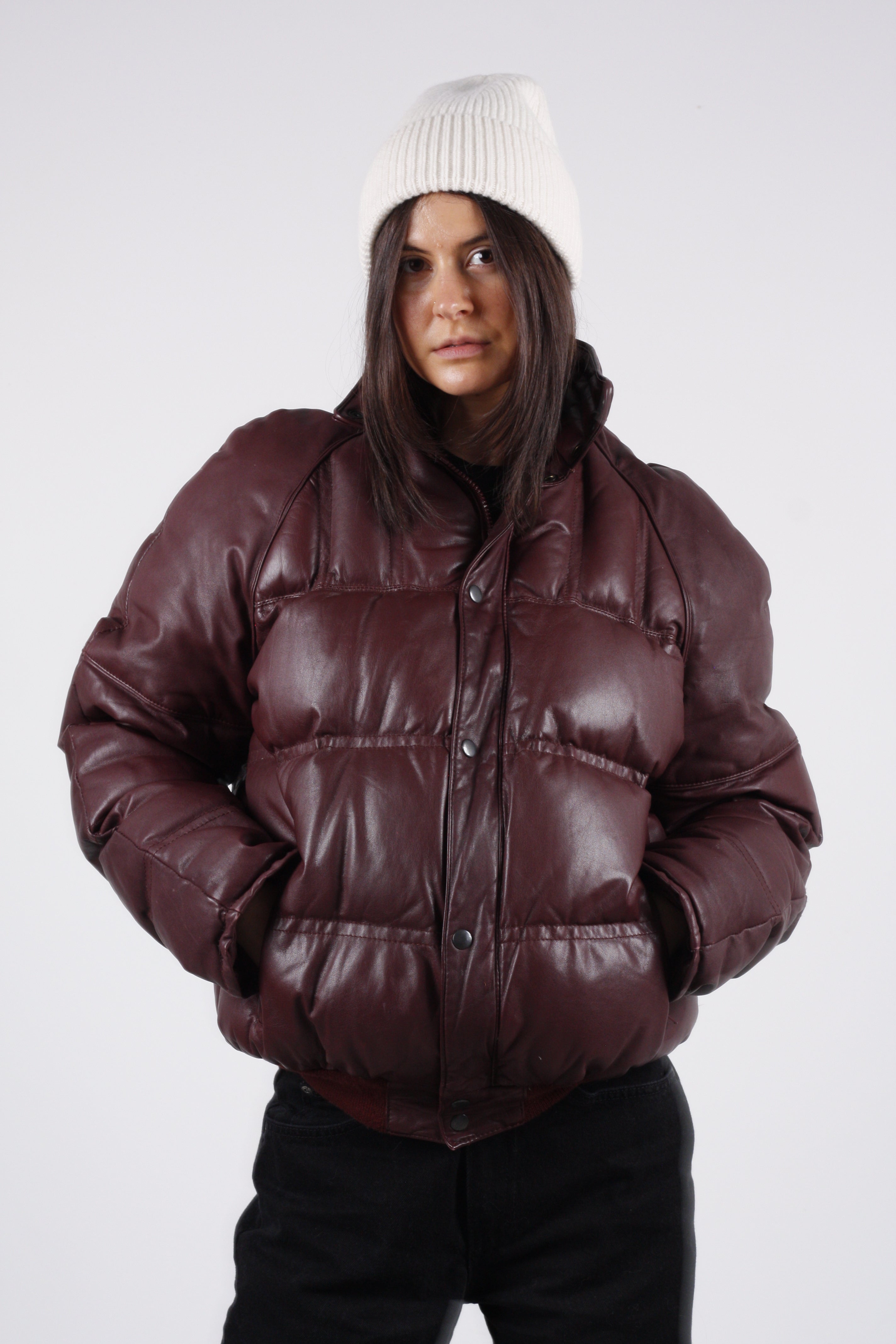 Vintage Leather Puffer Jacket