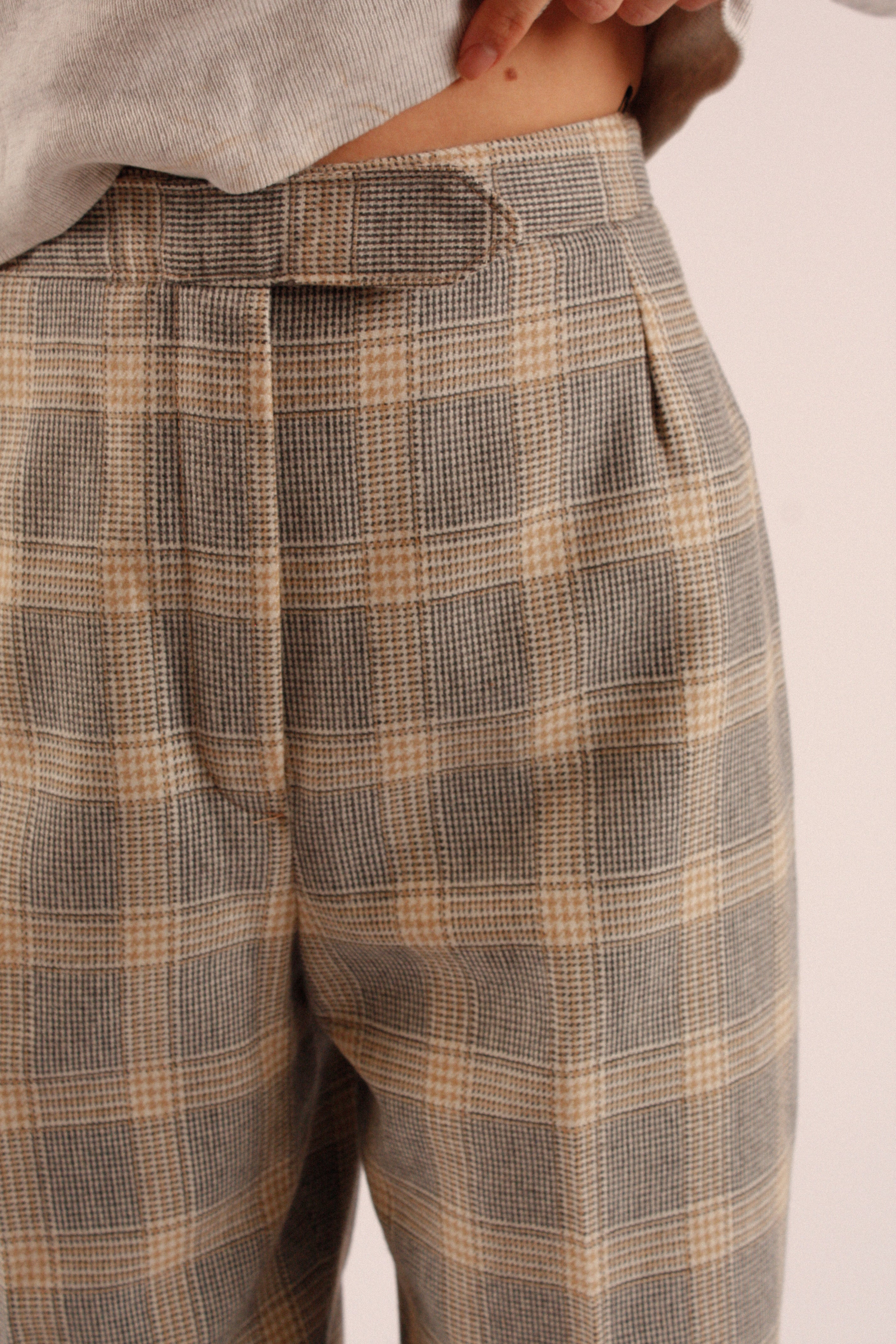 Vintage Wool Blend Lined Plaid Pants