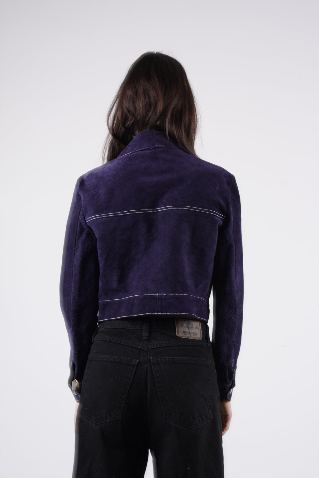 Vintage Blue Suede Cropped Jacket