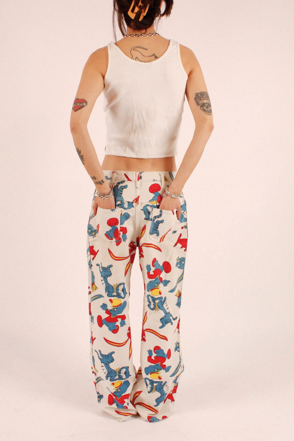 1960s Cartoon Print Pants