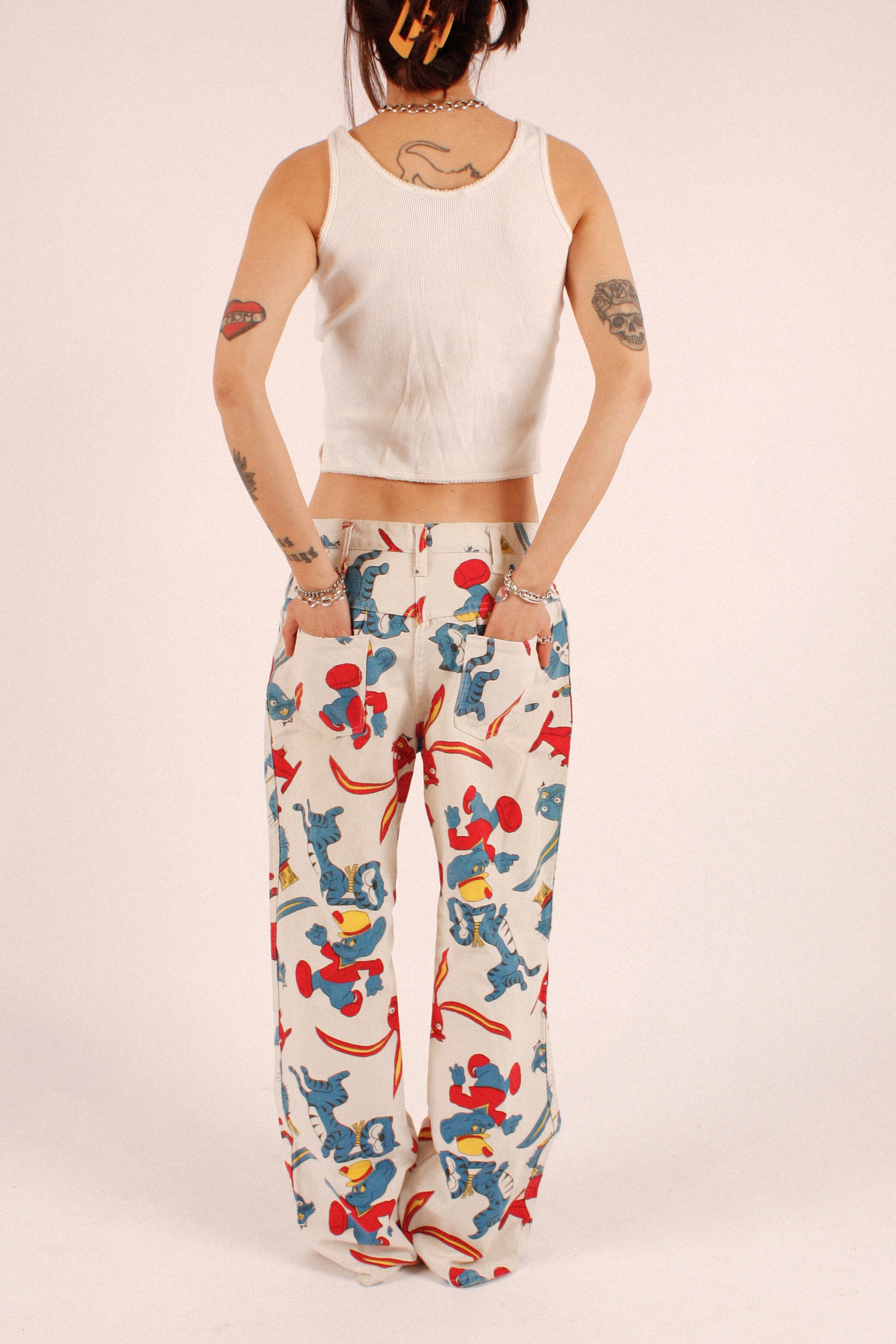 1960s Cartoon Print Pants