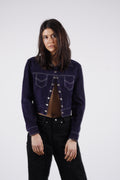 Vintage Blue Suede Cropped Jacket
