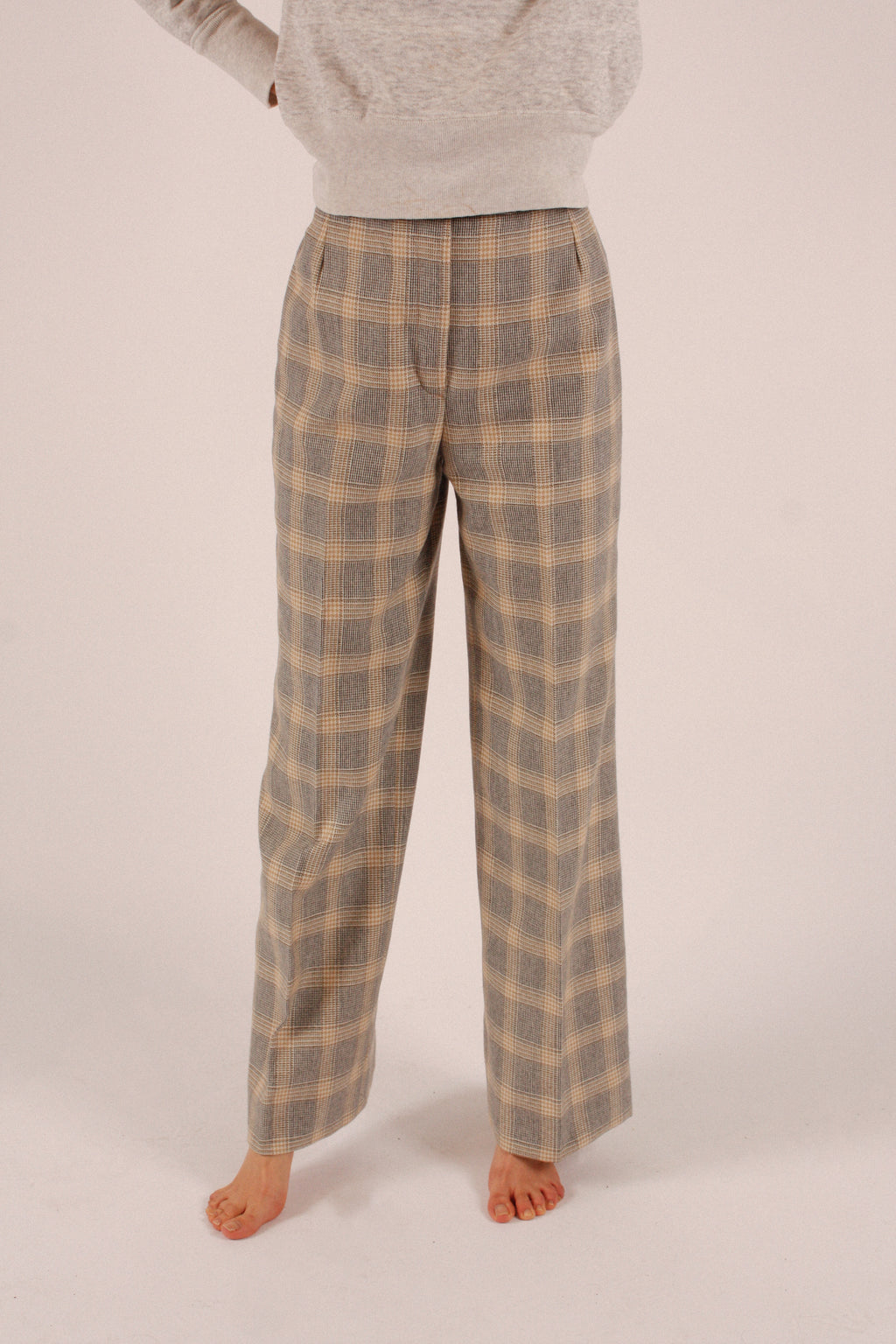 Vintage Wool Blend Lined Plaid Pants