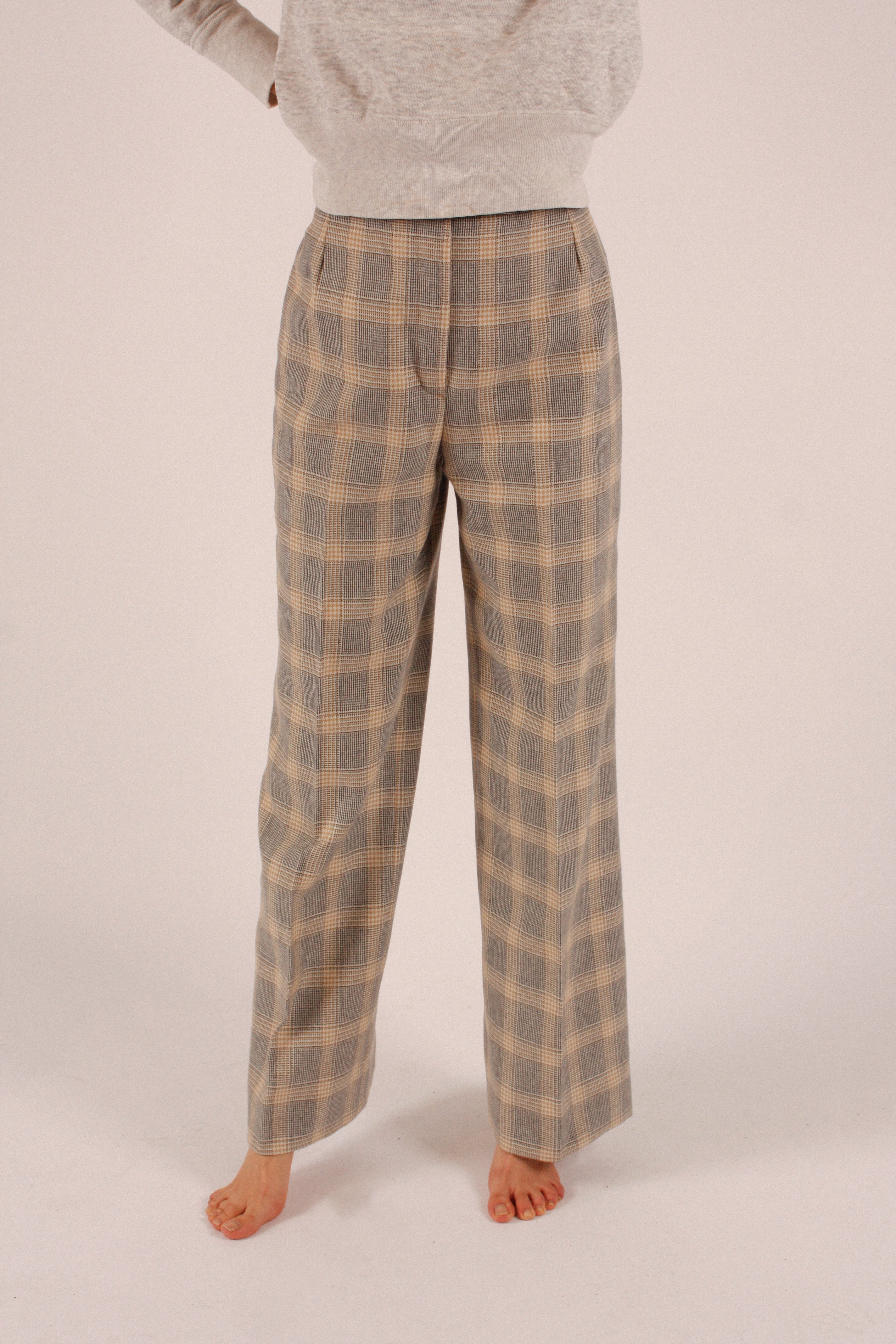 Vintage Wool Blend Lined Plaid Pants
