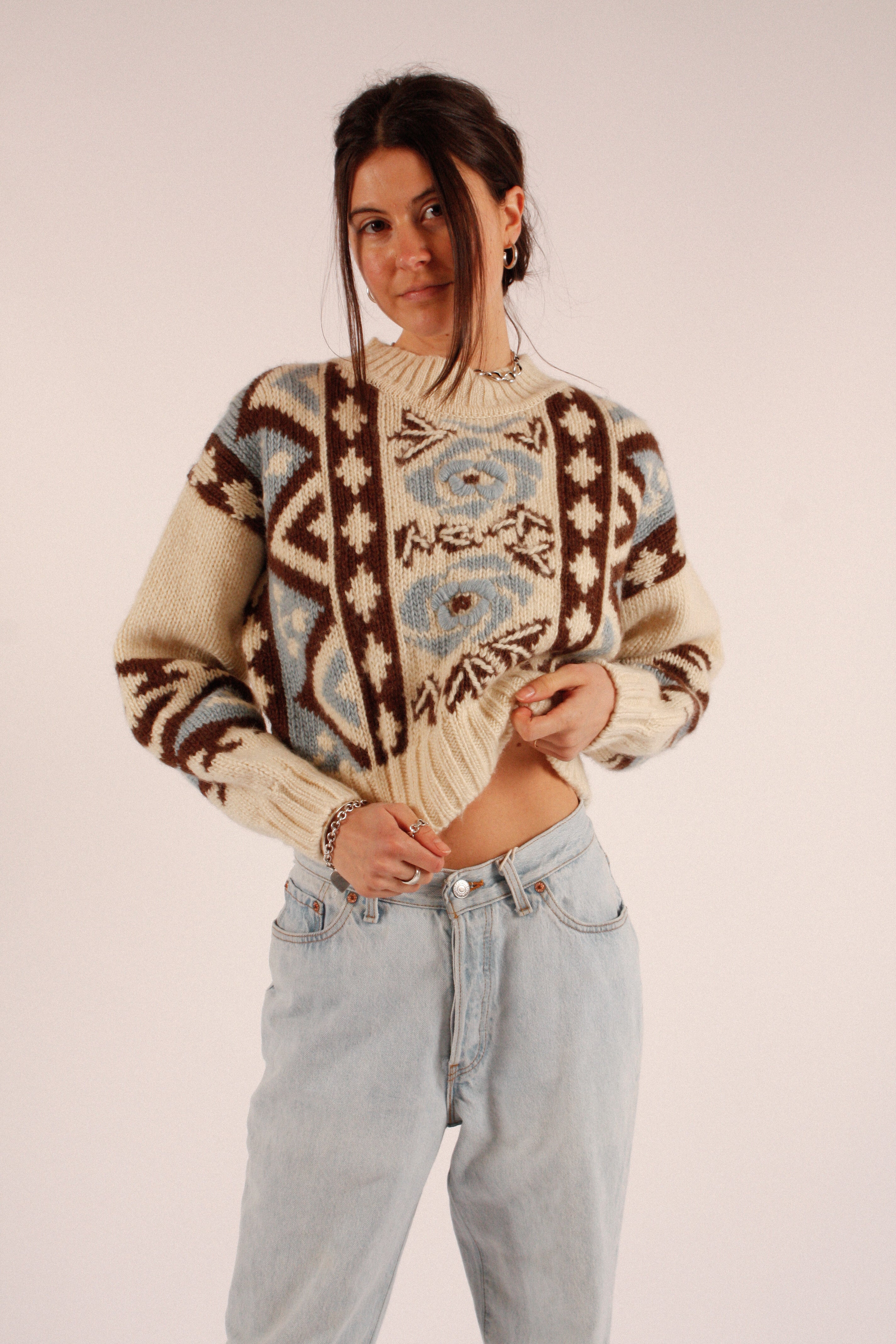 1980s Cropped Wool Knit Sweater