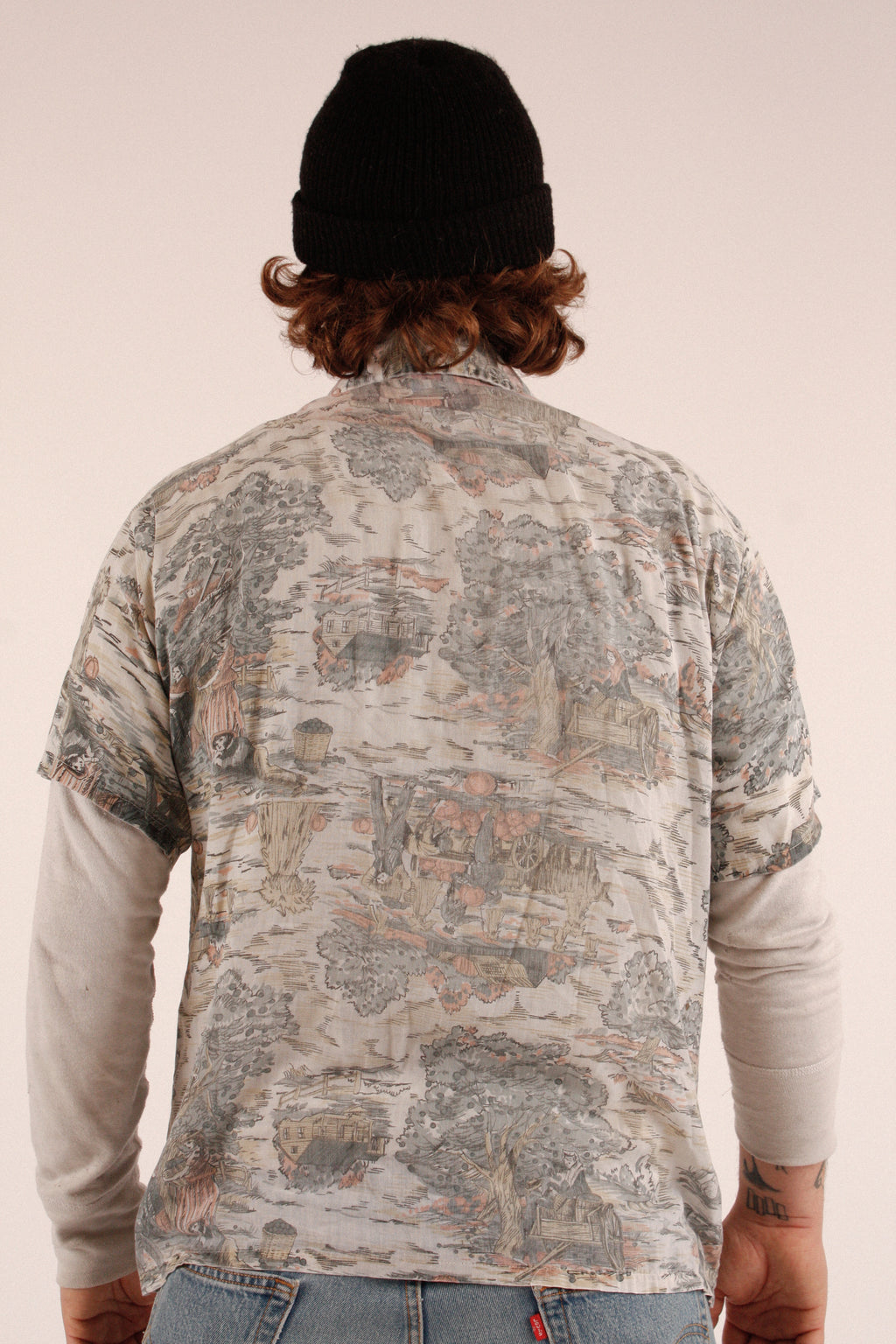 1970s Harvest Scene Button Up